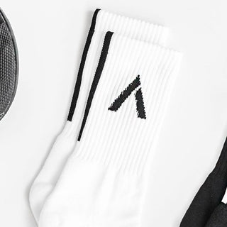 white crew socks on plain background