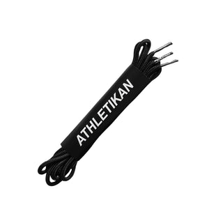 round black shoelaces on a white background