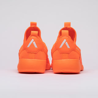 orange trainers rear view close up