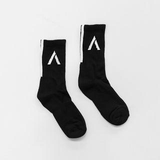 black crew socks with Athletikan logo